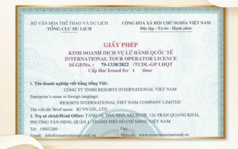 Resorts International được cấp đầy đủ giấy phép Lữ Hành